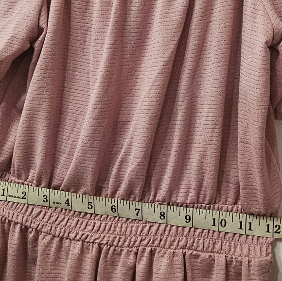 LC Lauren ConRad off shoulder shirt Pink W/Silver Metallic Stripes Size XS Woman - Picture 4 of 11